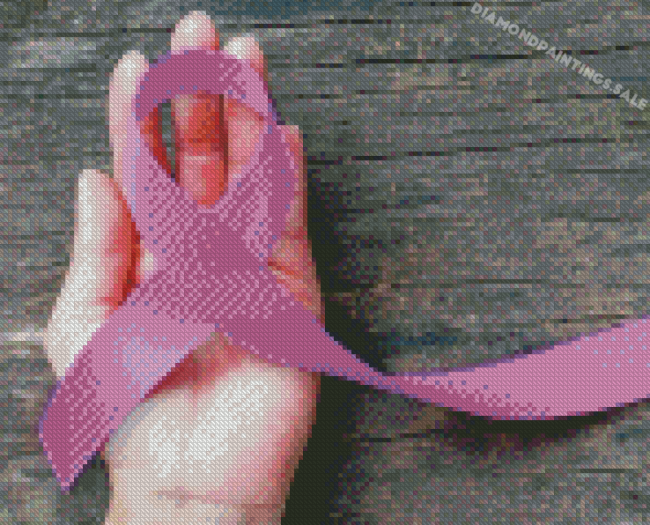 A Purple Ribbon In Hand Diamond Painting