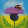 Aesthetic Bee Thistle Diamond Painting