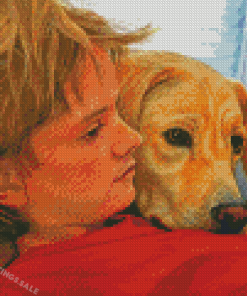 Aesthetic Boy Hugging Dog Diamond Painting