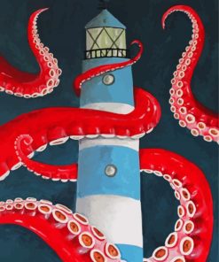 Aesthetic Lighthouse And Octopus Diamond Painting