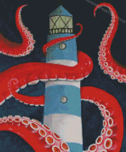 Aesthetic Lighthouse And Octopus Diamond Painting