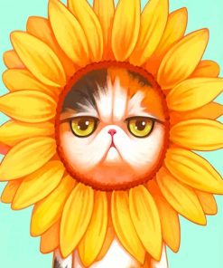 Aesthetic Sunflower Cat Diamond Painting