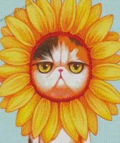 Aesthetic Sunflower Cat Diamond Painting