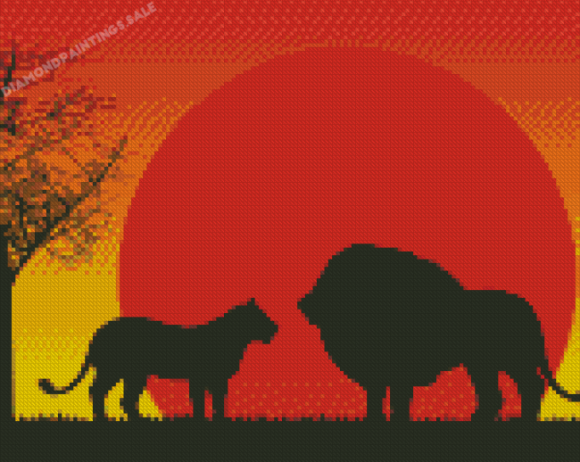 Aesthetic Lion Sunset Diamond Painting