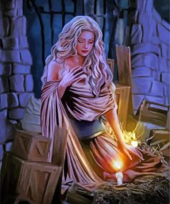 Aesthetic Woman With Candle Diamond Painting