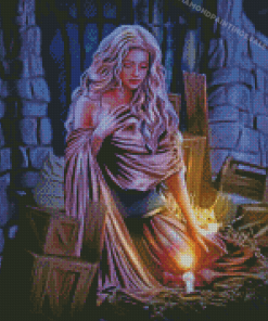 Aesthetic Woman With Candle Diamond Painting