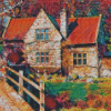 Autumn Stone Cabin Diamond Painting