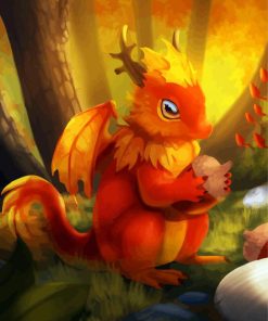 Baby Dragon And Acorn Diamond Painting