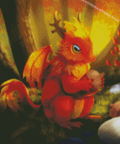 Baby Dragon And Acorn Diamond Painting