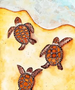 Baby Turtles By Sea Diamond Painting