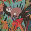 Baby Sloth On Tree Diamond Painting