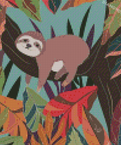 Baby Sloth On Tree Diamond Painting