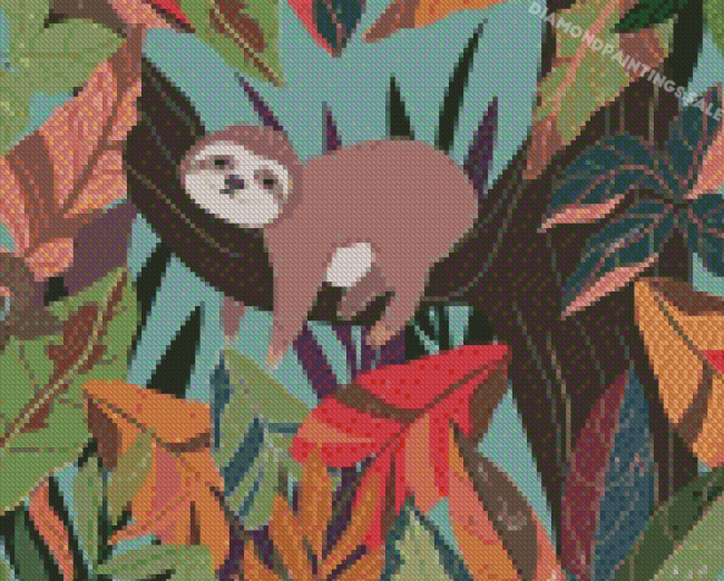 Baby Sloth On Tree Diamond Painting