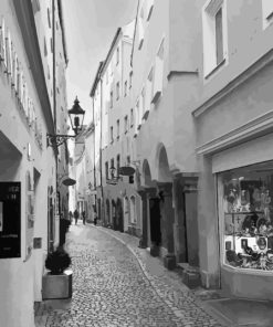 Black And White Regensburg Streets Diamond Painting