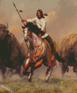 Buffalo And Indians Diamond Painting