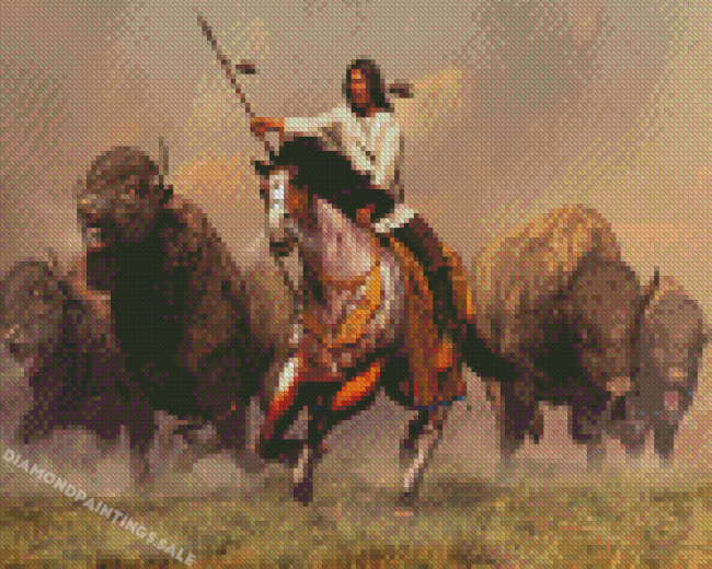 Buffalo And Indians Diamond Painting