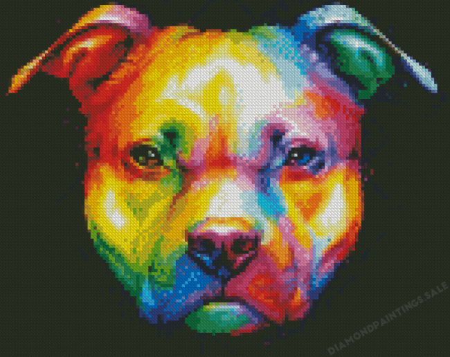 Colorful Pit Bull Art Diamond Painting