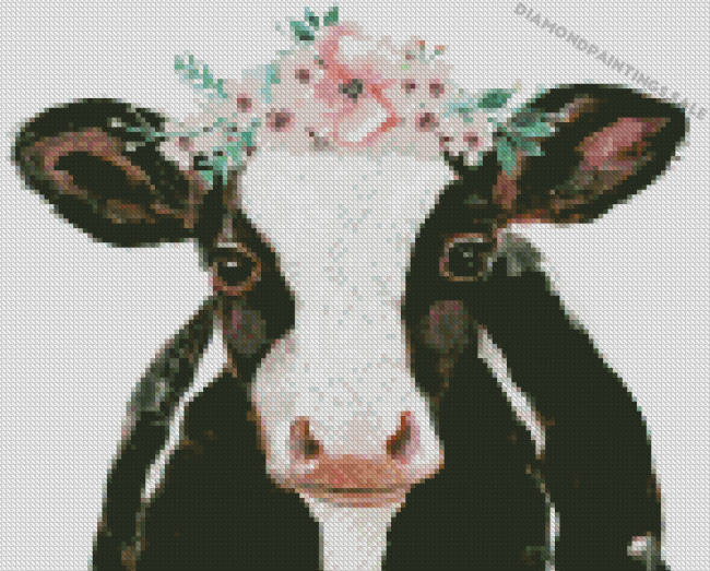 Cow Wearing Flower Crown Diamond Painting