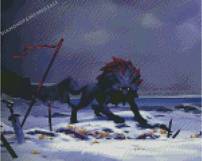 Fenris Wolf In Snow Diamond Painting