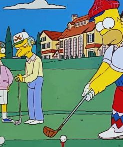 Homer Simpson Golfing Diamond Painting