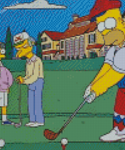 Homer Simpson Golfing Diamond Painting