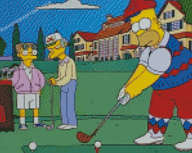 Homer Simpson Golfing Diamond Painting