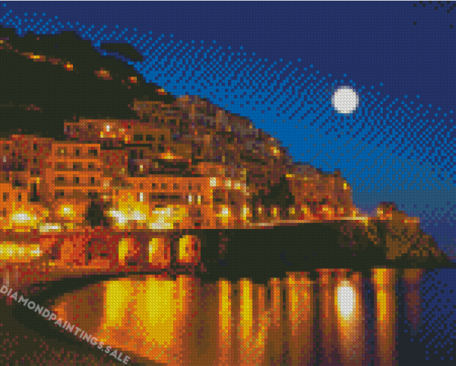 Italy Amalfi Coast Night Diamond Painting