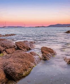 Lavandou Beach Sunset Diamond Painting