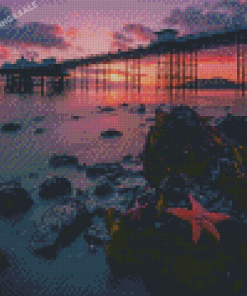 Llandudno Pier With Pink Sunset View Diamond Painting