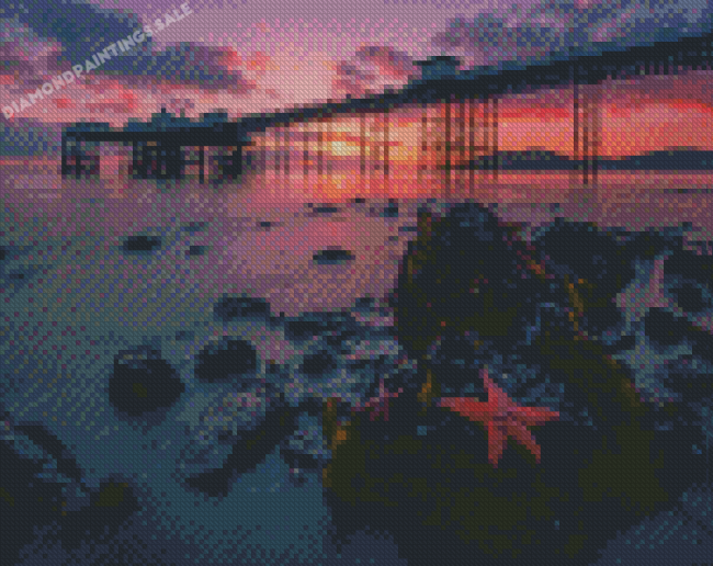 Llandudno Pier With Pink Sunset View Diamond Painting