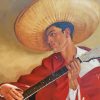 Mexican Man Wearing Sombrero Diamond Painting