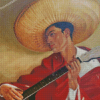 Mexican Man Wearing Sombrero Diamond Painting