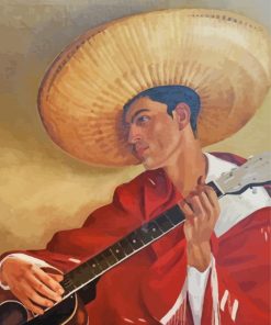 Mexican Man Wearing Sombrero Diamond Painting