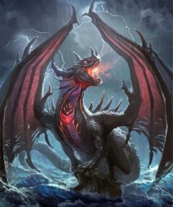 Mythical Dragon In Rain Diamond Painting