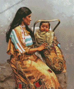 Native Mother And Baby Diamond Painting