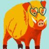 Pig In Glasses Diamond Painting