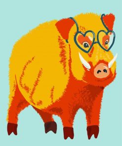 Pig In Glasses Diamond Painting