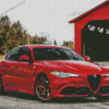 Red Alfa Romeo Giulia Car Diamond Painting