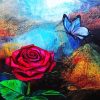 Rose Papillion Fleur Art Diamond Painting
