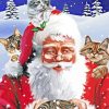 Santa Claus With Cats Diamond Painting