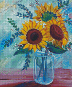 Sunflowers In Jar Art Diamond Painting