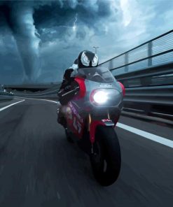 Suzuki Gsxr Biker Escaping From Tornado Diamond Painting