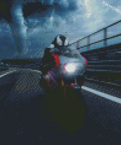 Suzuki Gsxr Biker Escaping From Tornado Diamond Painting