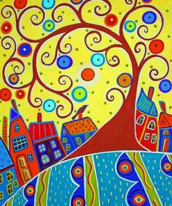 Tree Branches Town Diamond Painting