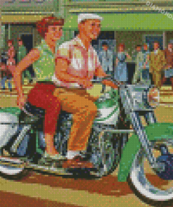 Vintage Motorbike Couple Diamond Painting