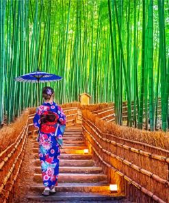 Walking In The Bamboo Forest Diamond Painting