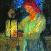Woman Holding Lantern Art Diamond Painting