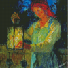 Woman Holding Lantern Art Diamond Painting