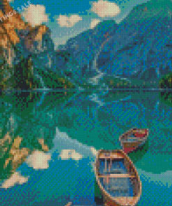 Wooden Boats In Lake Diamond Painting