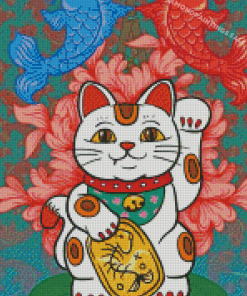 Adorable Chinese Lucky Cat Diamond Painting